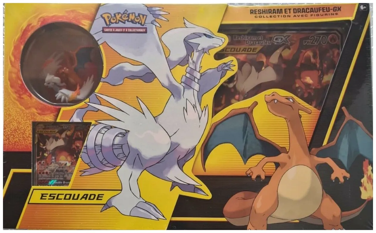 Pokémon Jcc - Collection Avec Figurine - Reshiram Et Dracaufeu-gx