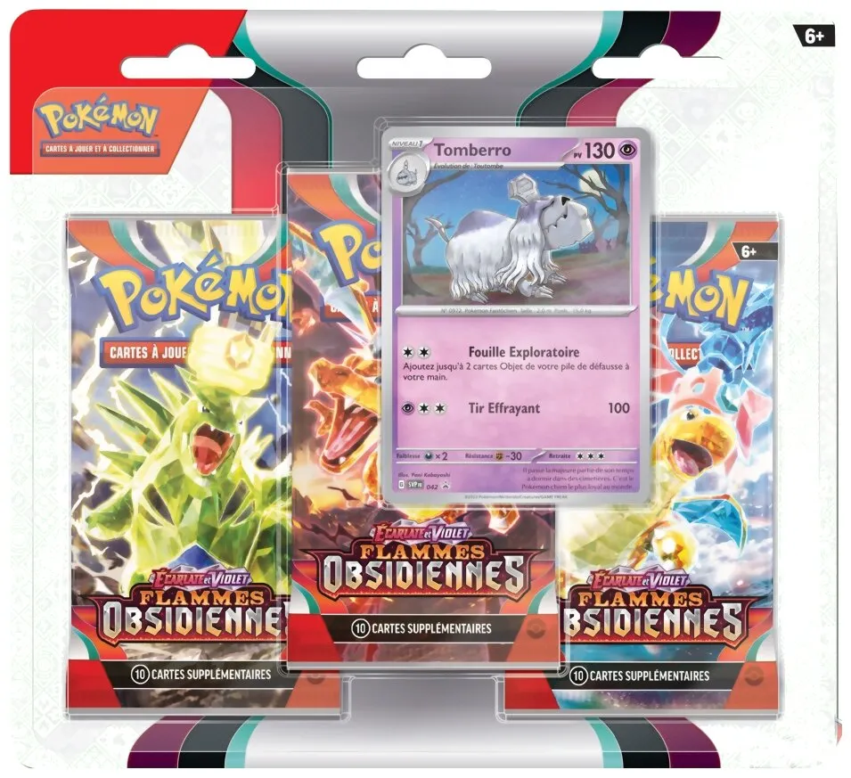 Pokémon Jcc - Pack De 3 Boosters - Tomberro Flammes Obsidiennes