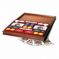 Image de Coffret Multijeux En Bois : Rami, Jetons, Dés, Dés Poker