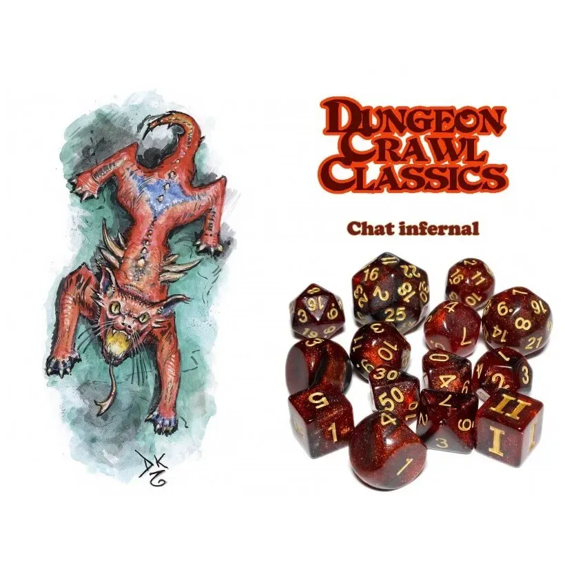 Image de Dungeon Crawl Classics - Set De 14 Dés Chat Infernal